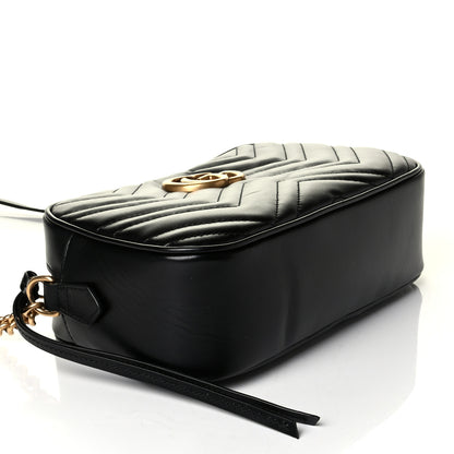 Gucci Calfskin Matelasse Small GG Marmont Chain Shoulder Bag Black 3 of 7