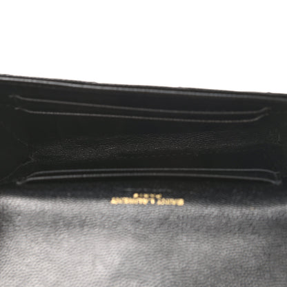 Saint Laurent Grain De Poudre Matelasse Chevron Small Monogram Envelope Wallet Black 5 of 7