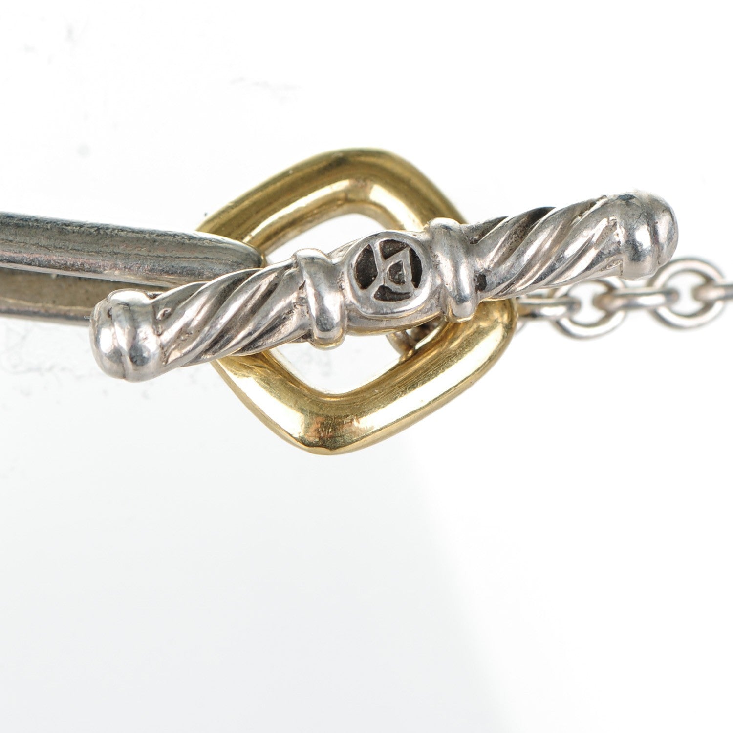 David Yurman Sterling Silver 18K Gold Figaro Chain Necklace 3 of 4