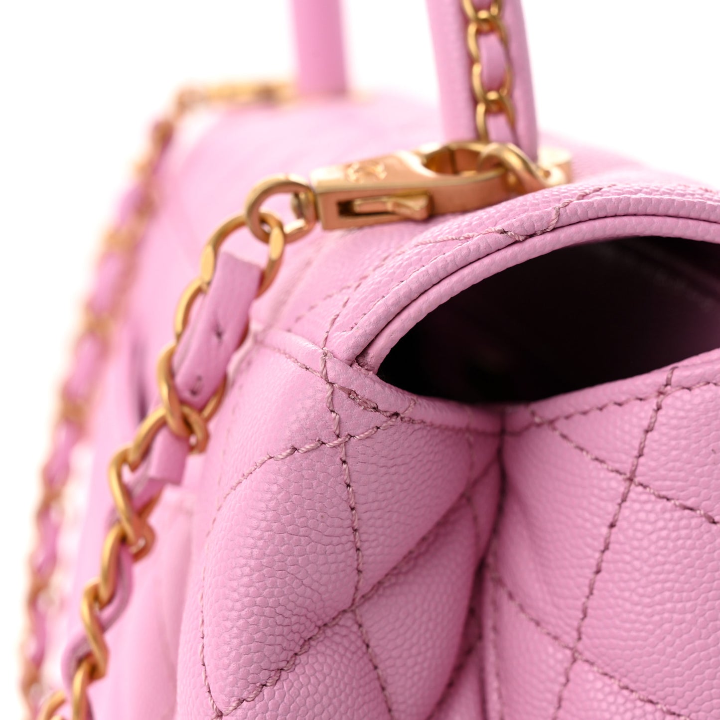 Caviar Quilted Small Coco Chain Handle Flap Lilas