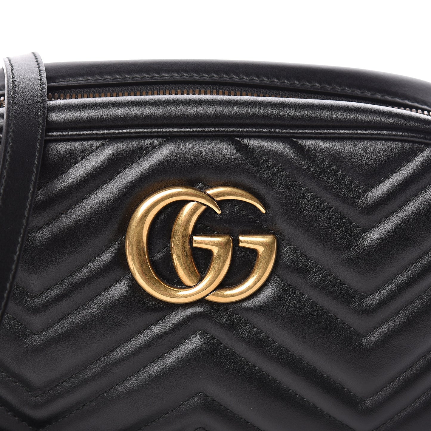 Calfskin Matelasse Small GG Marmont Chain Shoulder Bag Black