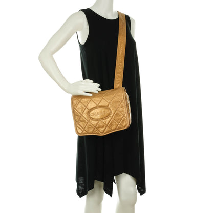 Chanel Aged Calfskin Vintage Ligne Messenger Flap Gold 2 of 7