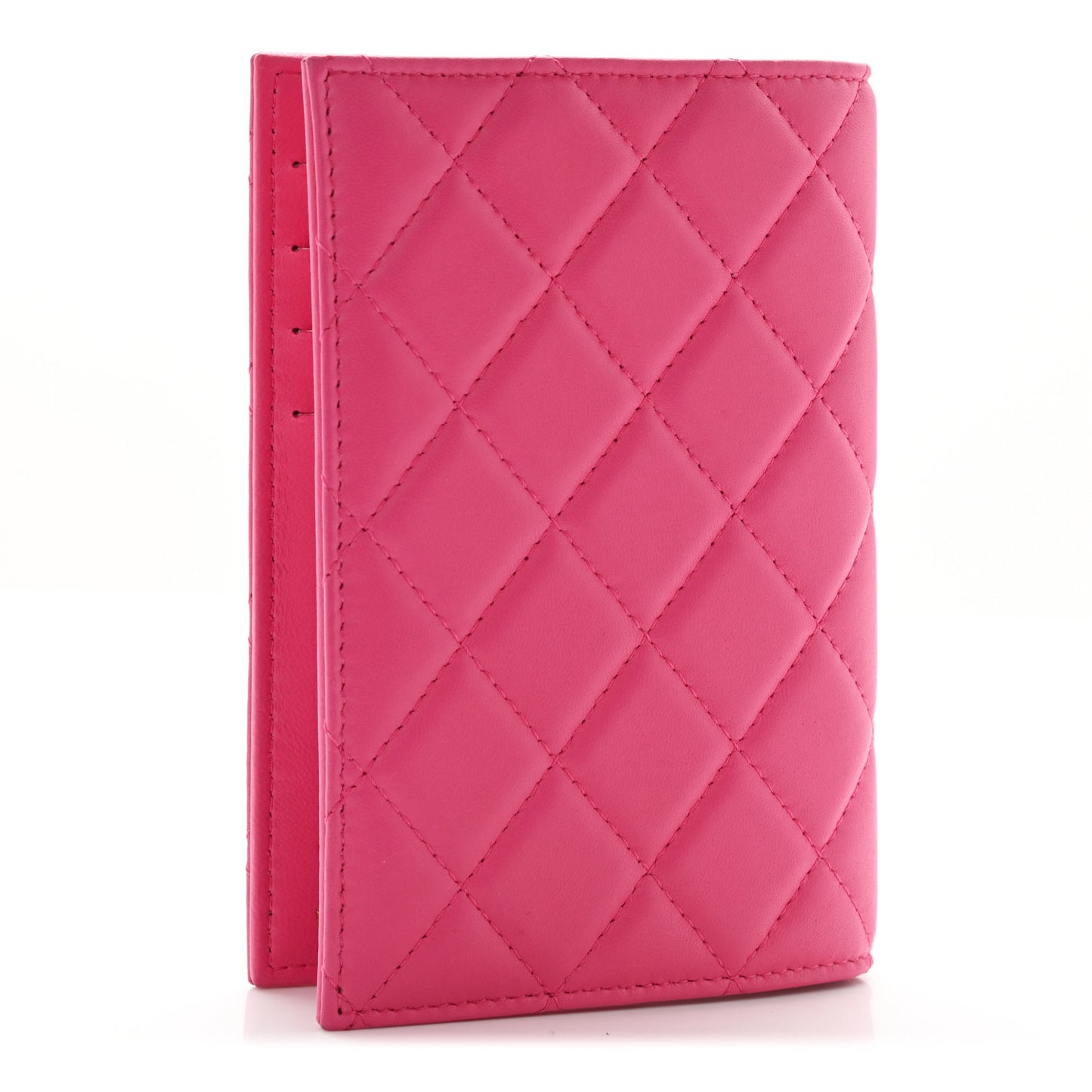 Lambskin Quilted Passport Holder Pink