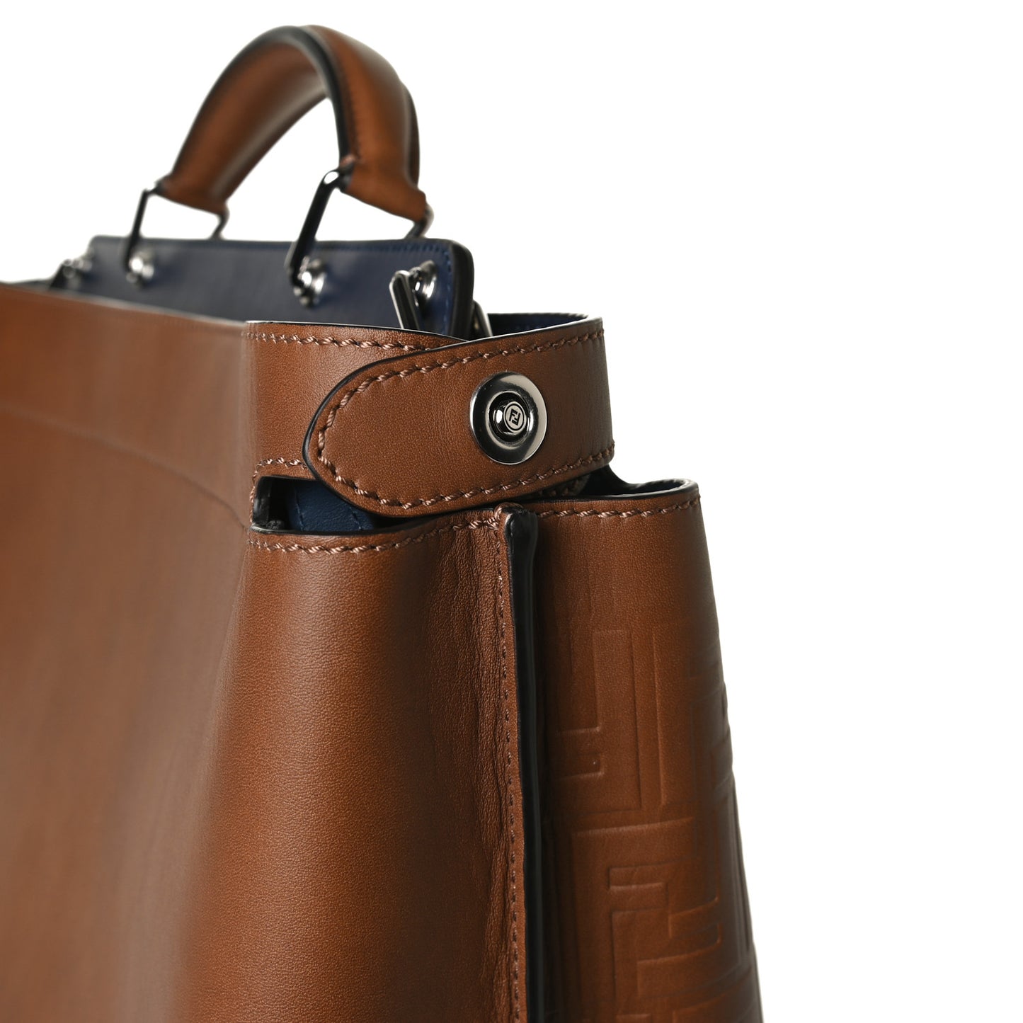 Smooth Calfskin FF Embossed Sfumate Large Mens Peekaboo Iconic Essential Satchel Cuoio