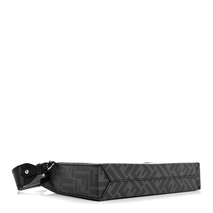 Fendi Shiny Glazed Fabric Vitello Cover FF 1974 Logo Clutch Black 4 of 13