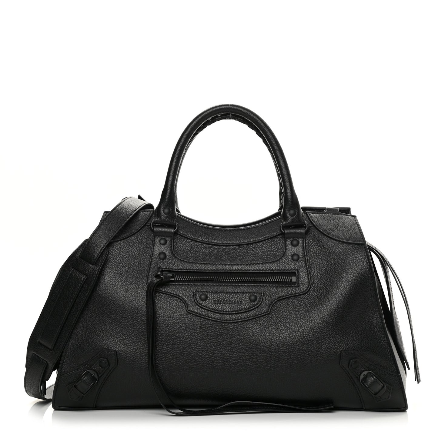 Grained Calfskin Neo Classic Black Hardware Medium City Black