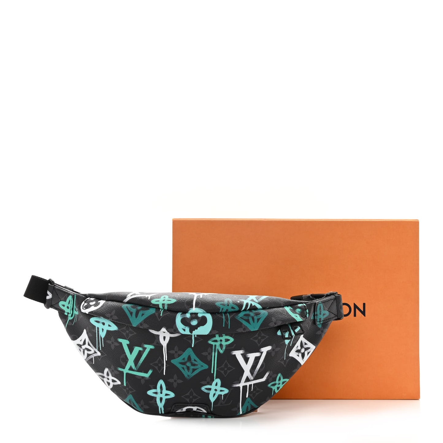 Monogram Eclipse LV Graffiti Discovery Bumbag Green Lights