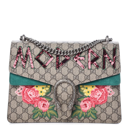 Gucci GG Supreme Monogram Embroidered Medium Dionysus Shoulder Bag Emerald 1 of 9