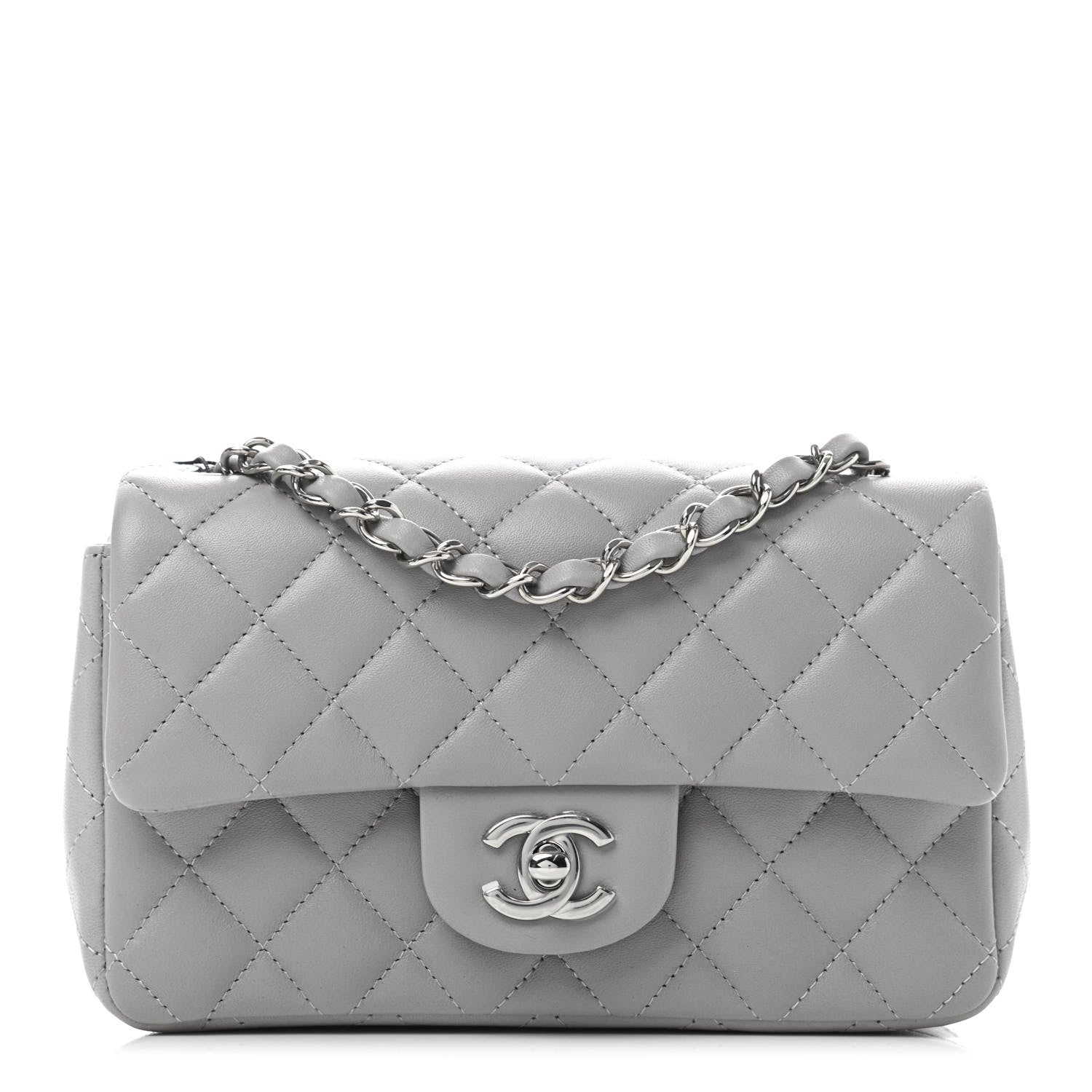Chanel Lambskin Quilted Mini Rectangular Flap Grey 1 of 10