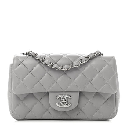 Chanel Lambskin Quilted Mini Rectangular Flap Grey 1 of 10