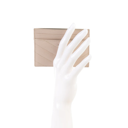 Saint Laurent Grain De Poudre Matelasse Chevron Monogram Credit Card Case Rose Poudre 2 of 6