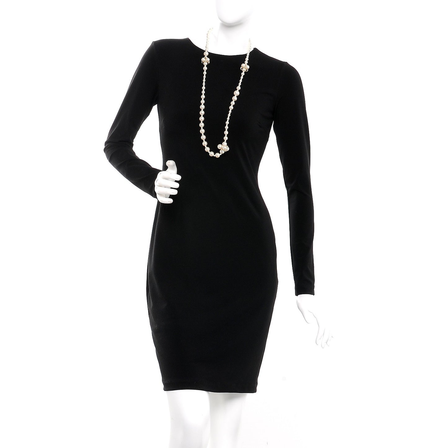 Graduated Pearl CC Long Necklace Light Gold