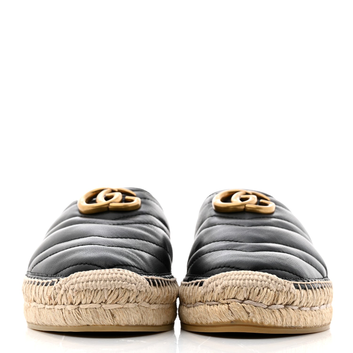 Gucci Nappa Matelasse GG Marmont Espadrille Slippers 38 Black 2 of 9