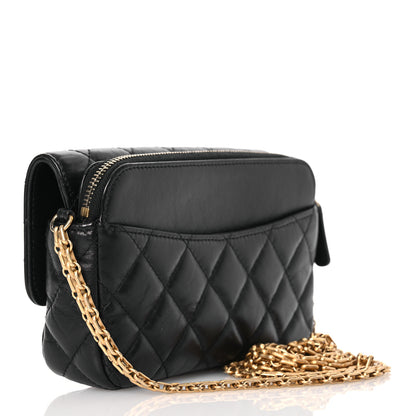 Chanel Aged Calfskin Quilted Reissue 2.55 Phone Holder With Chain Black 3 of 16