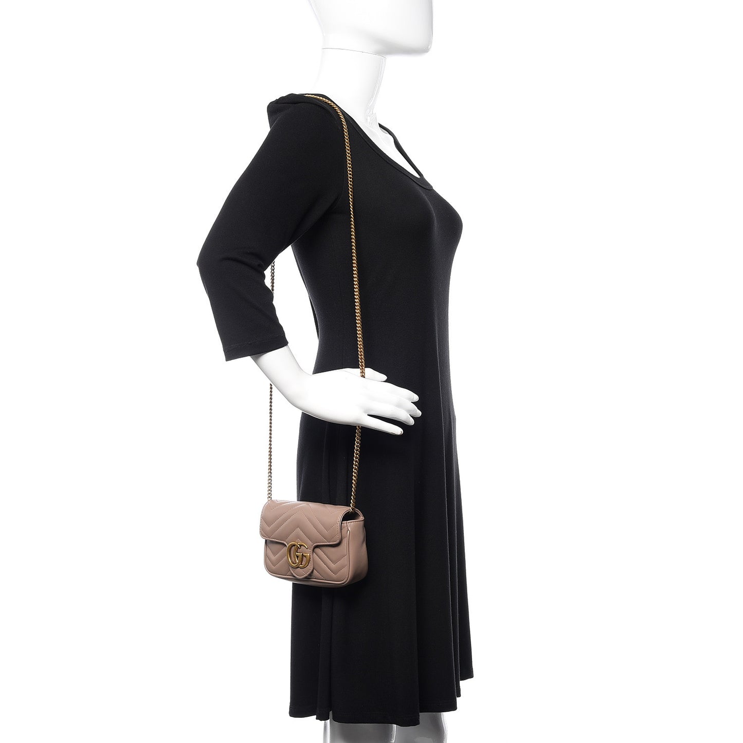Calfskin Matelasse Super Mini GG Marmont Shoulder Bag Porcelain Rose