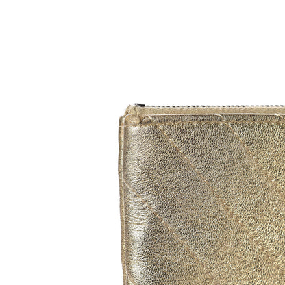 Chanel Metallic Calfskin Chevron Quilted Large Cosmetic Case Light Gold 9 of 12
