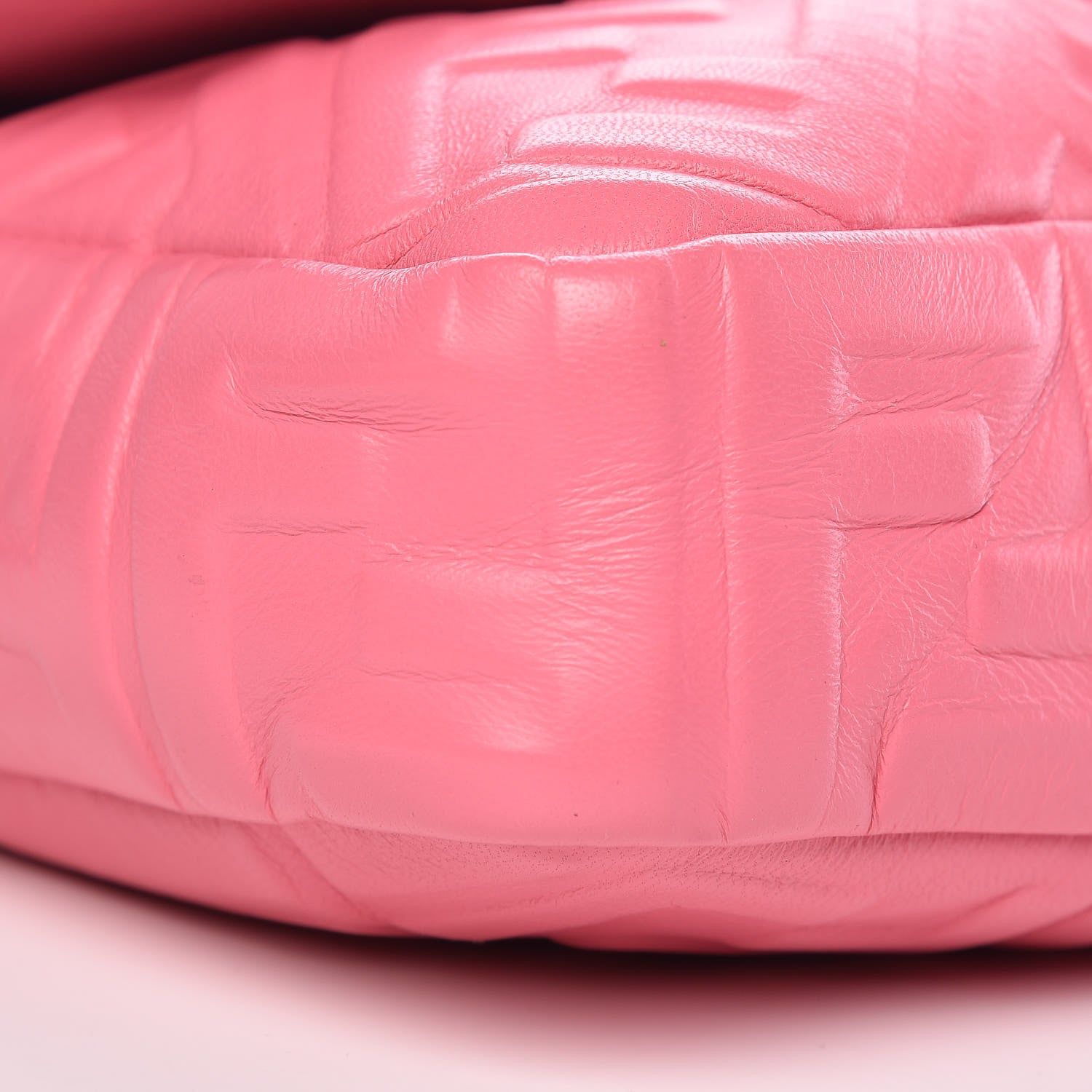 Fendi Nappa FF 1974 Embossed Large Baguette Rosa Fluo 8 of 11