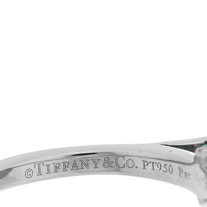 Tiffany Platinum Diamond Green Tourmaline Legacy Ring 46 3.75 4 of 7