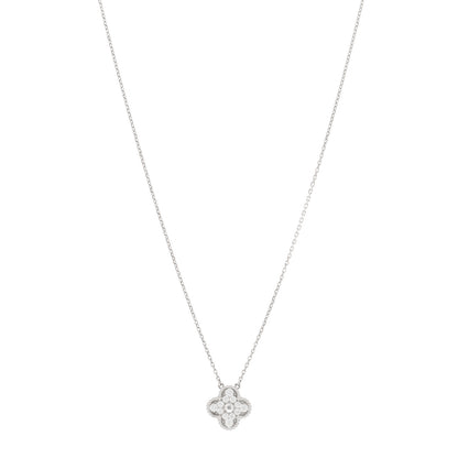 Van Cleef & Arpels 18K White Gold Diamond Vintage Alhambra Pendant Necklace 1 of 5