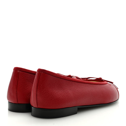 Chanel Goatskin Patent Cap Toe CC Ballerina Flats 39.5 Red 4 of 8