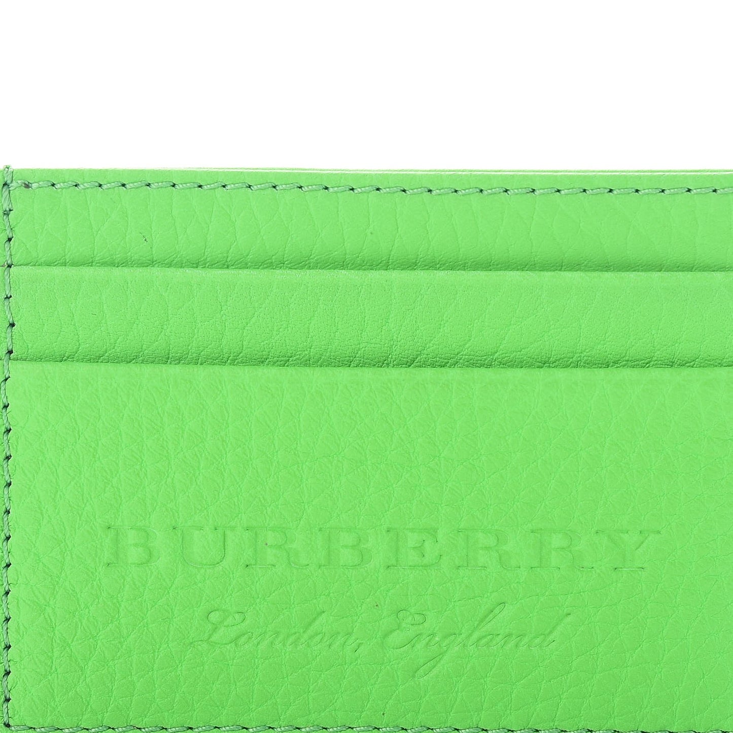 Grained Calfskin Embossed Credit Card Case Green