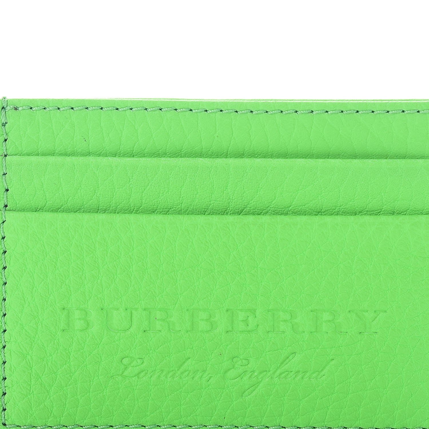 Burberry Grained Calfskin Embossed Credit Card Case Green 8 of 8