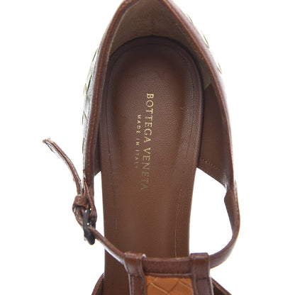 Bottega Veneta Goatskin Intrecciato Peep Toe Pumps 36 Brown Multicolor 6 of 10