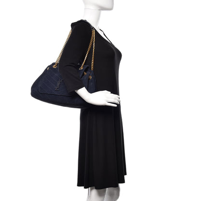 Saint Laurent Suede Chevron Monogram Large Nolita Blue 2 of 11