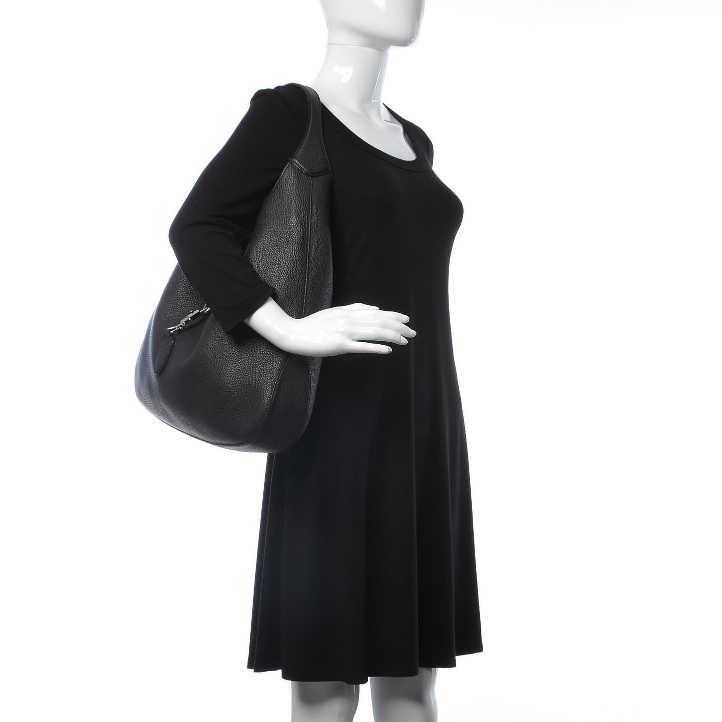 Soft Grained Calfskin Large Jackie Hobo Black