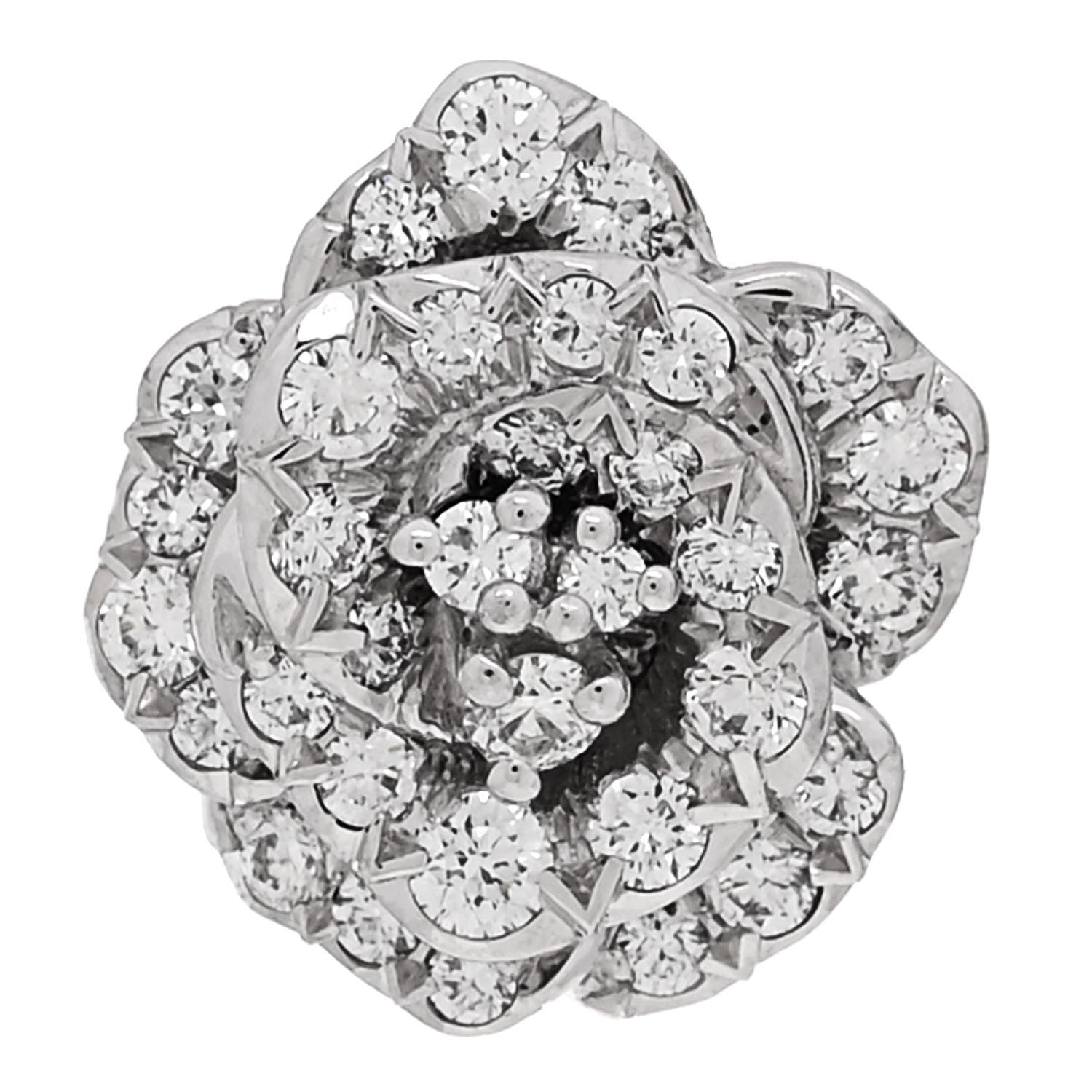 Christian Dior 18K White Gold Diamond Rose Bagatelle Single Earring 1 of 5