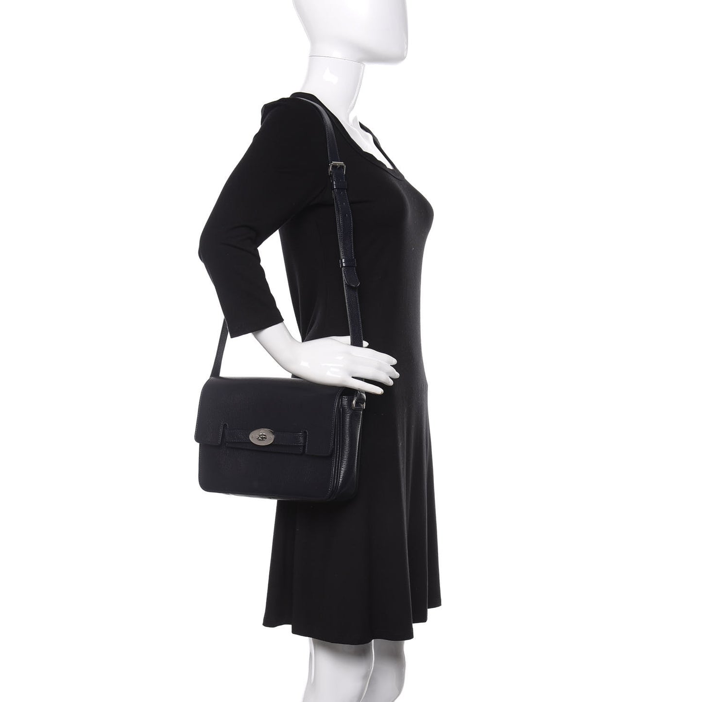 Shiny Goatskin Bayswater Shoulder Bag Midnight