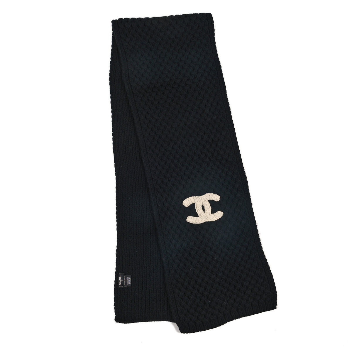 Cashmere Knitted CC Scarf Black