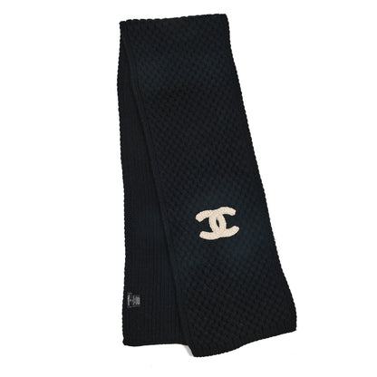 Chanel Cashmere Knitted CC Scarf Black 2 of 3