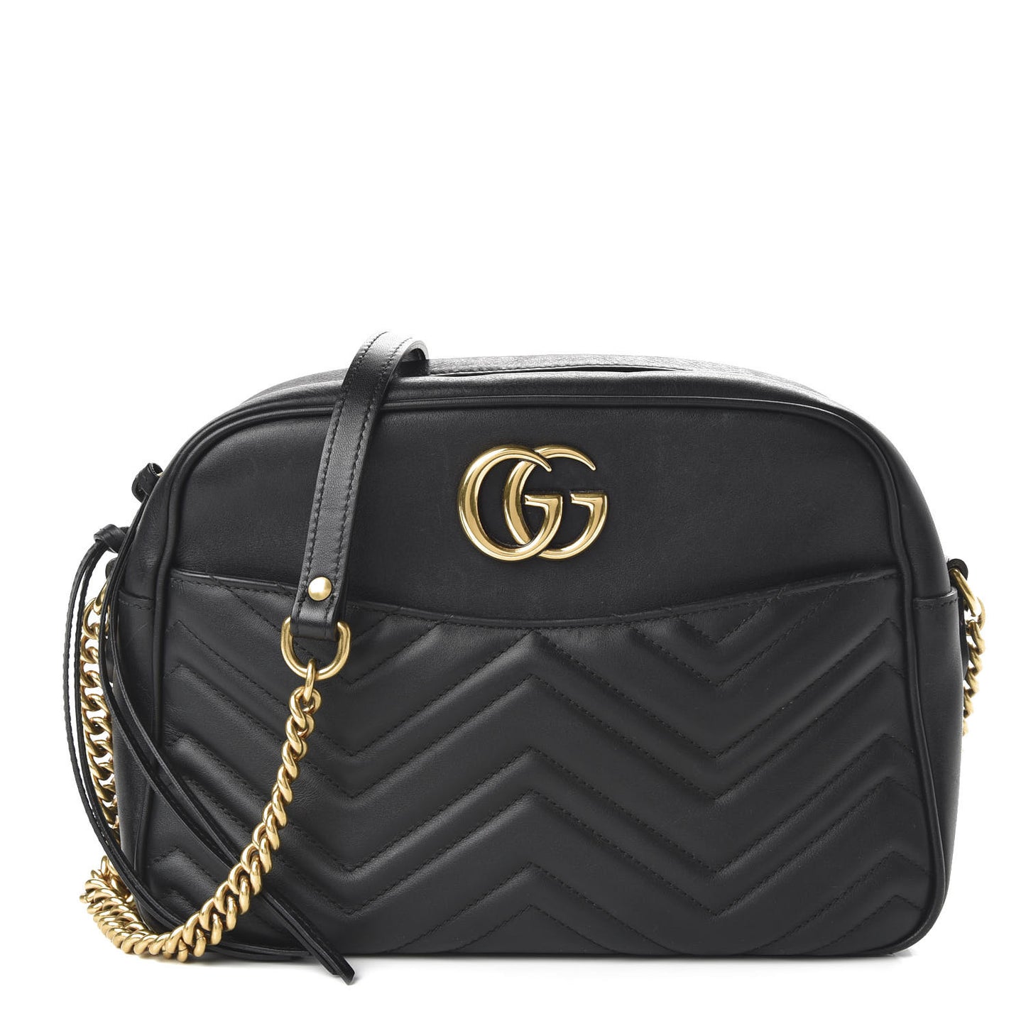 Calfskin Matelasse Medium GG Marmont Chain Shoulder Bag Black