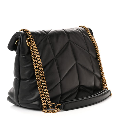Saint Laurent Lambskin Quilted Small Loulou Puffer Monogram Chain Satchel Black 3 of 11