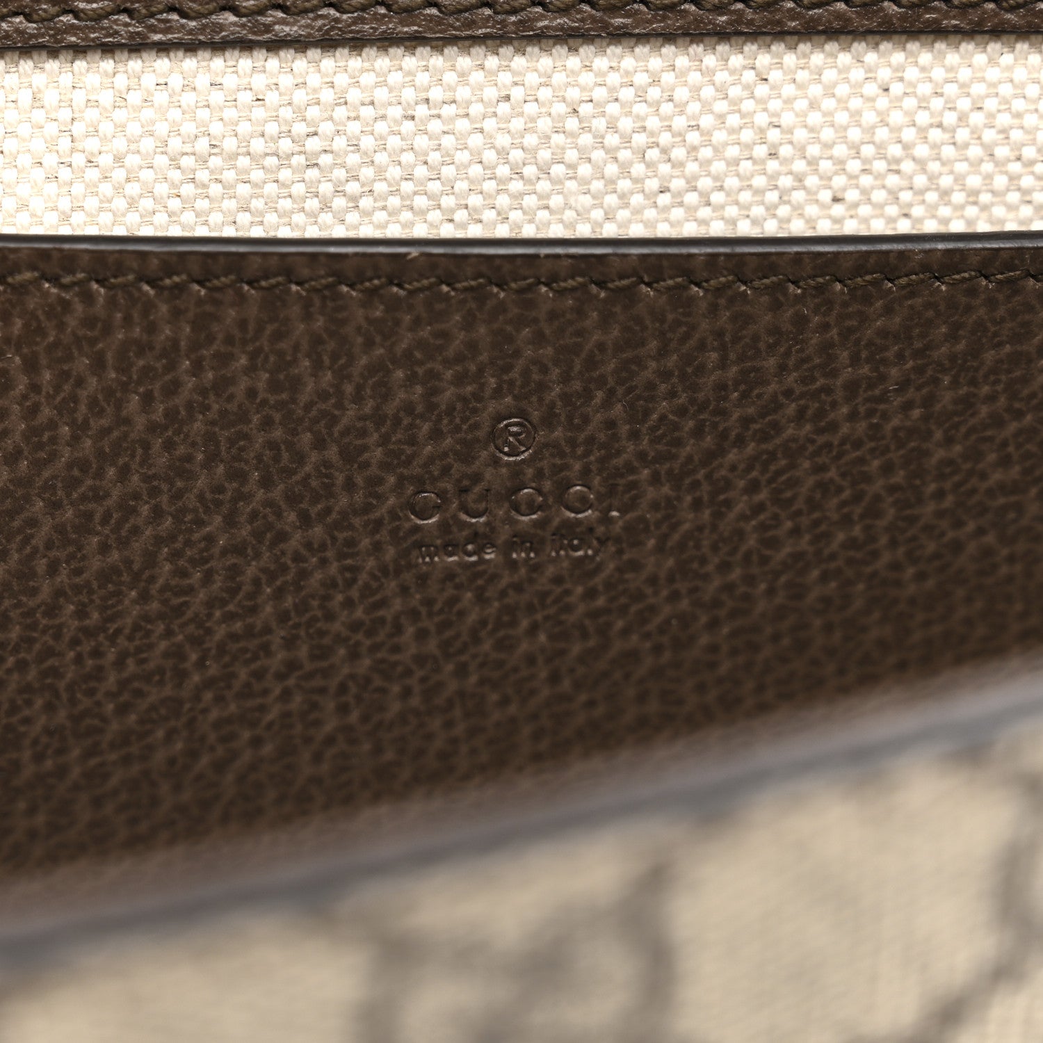 Gucci GG Supreme Monogram Textured Dollar Calfskin Web Mini Ophidia Envelope Shoulder Bag Beige Ebony New Acero 7 of 11