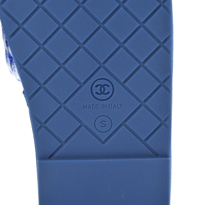 Chanel Tweed CC Flat Mules S Blue 6 of 8
