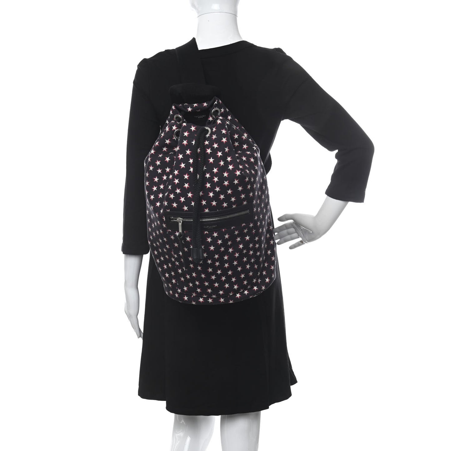 Canvas Star Print City Sailor Backpack Black