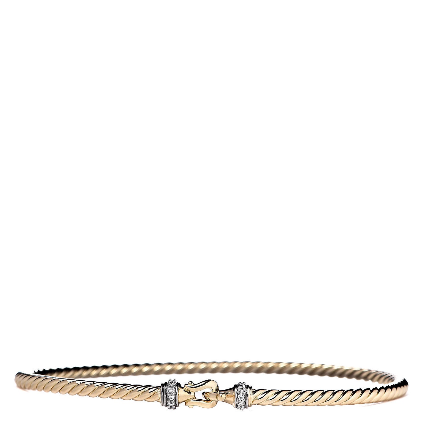 18K Yellow Gold Diamond 2.6mm Cable Collectibles Buckle Bracelet