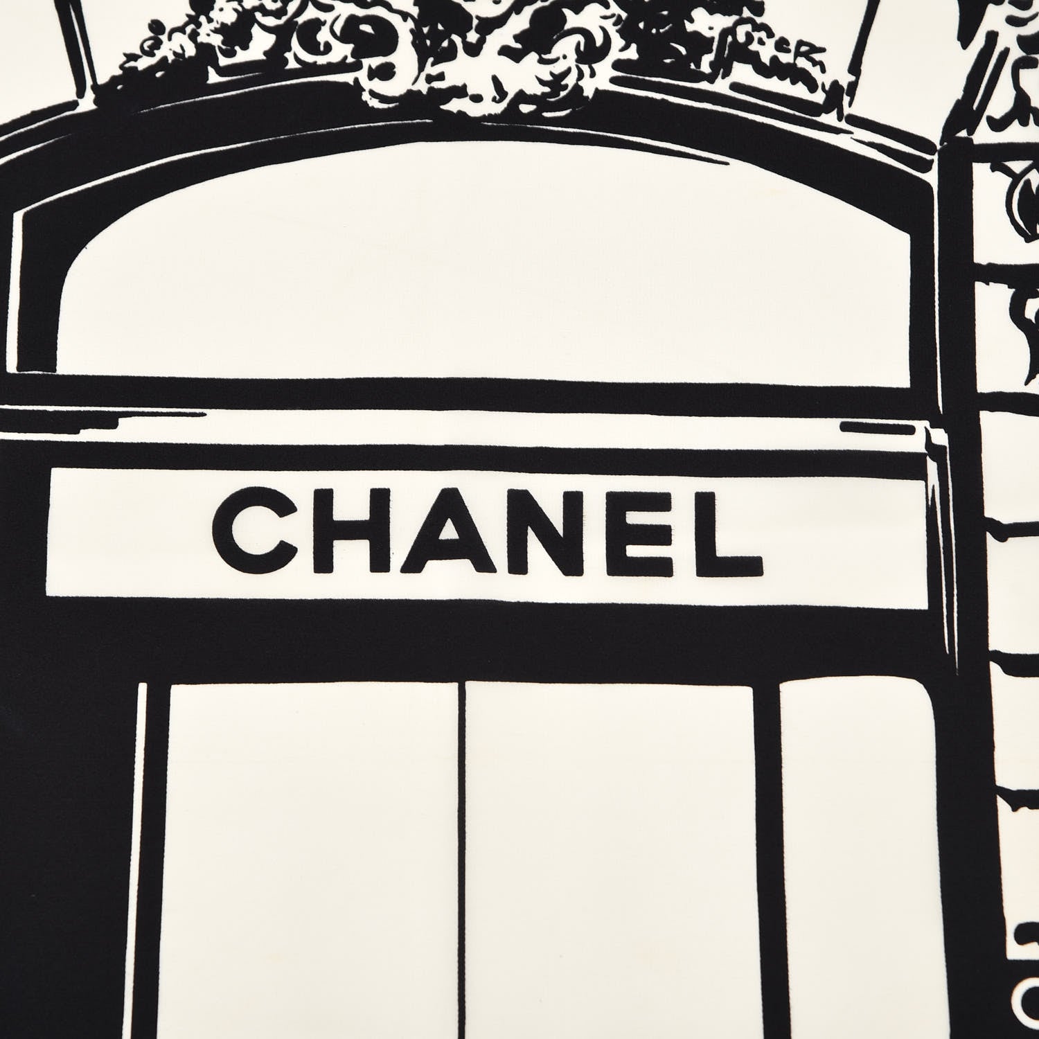 Chanel Silk Scarf CC Logo White Black 5 of 5