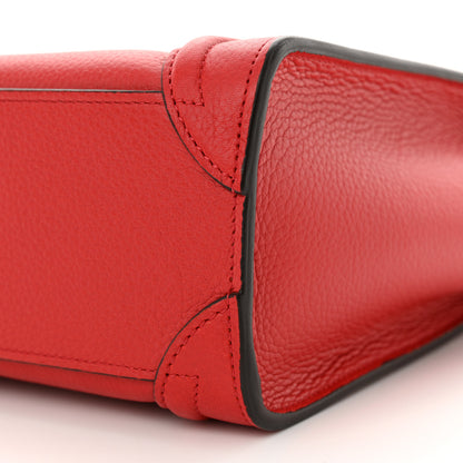 Celine Drummed Calfskin Nano Luggage Red 9 of 9