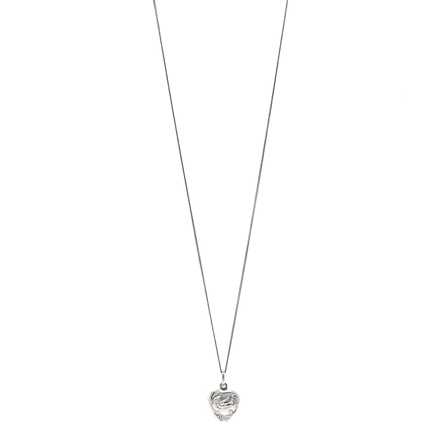 Saint Laurent Metal Heart Necklace Silver 1 of 4