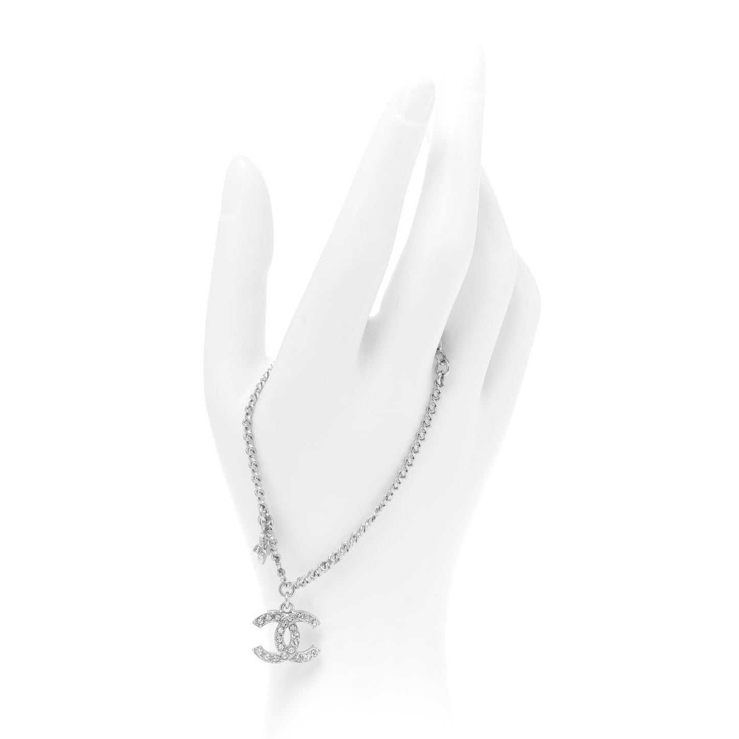 Crystal Pearl Flower CC Bracelet Silver