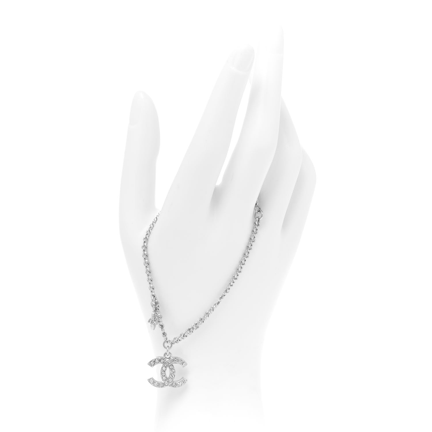 Chanel Crystal Pearl Flower CC Bracelet Silver 2 of 6