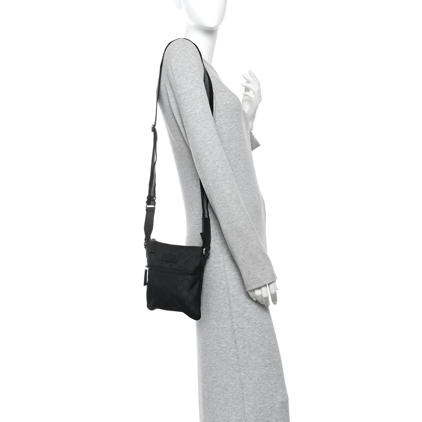 Nylon Monogram Mini Flat Messenger Bag Black
