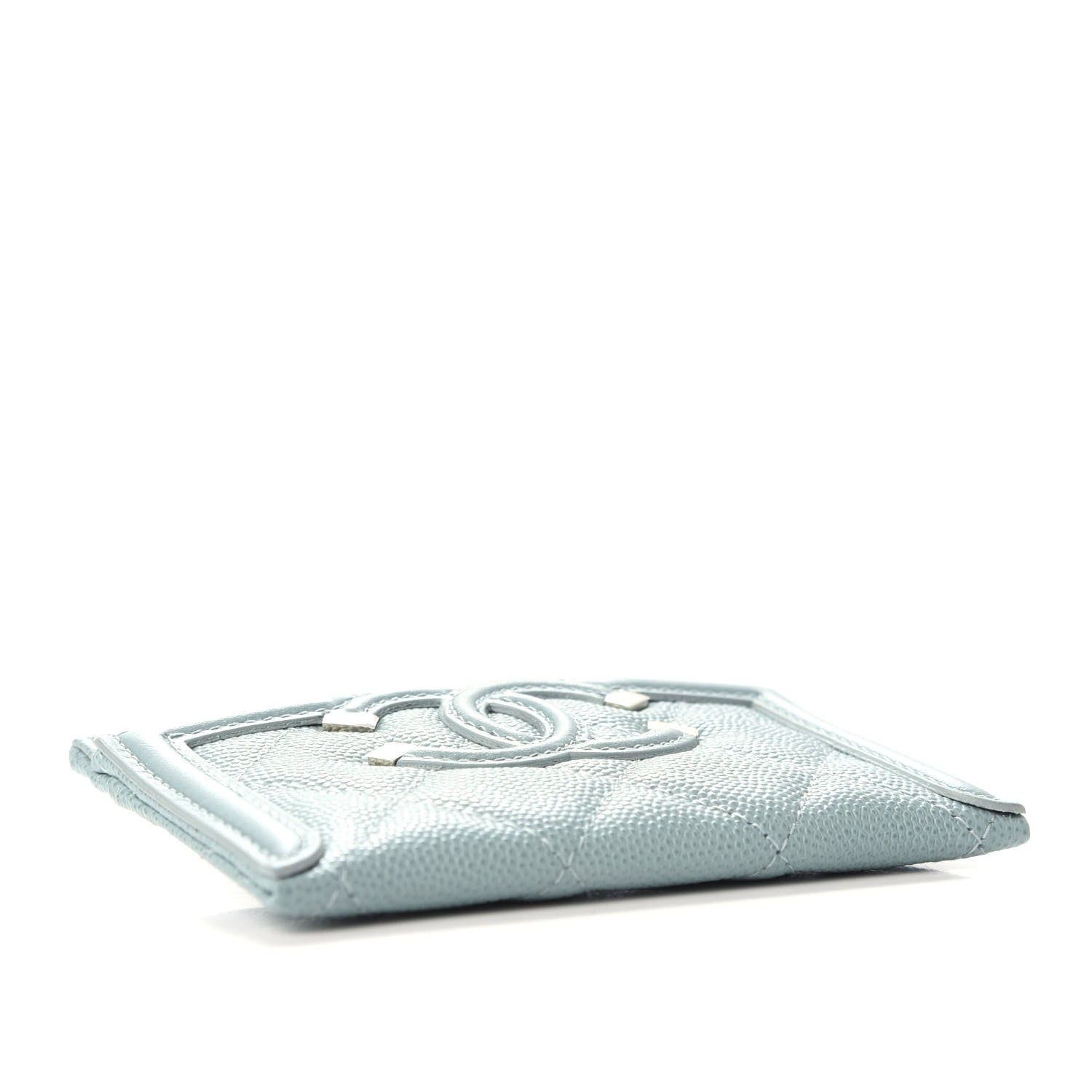 Chanel Caviar Quilted Filigree Card Holder Light Blue 4 of 9