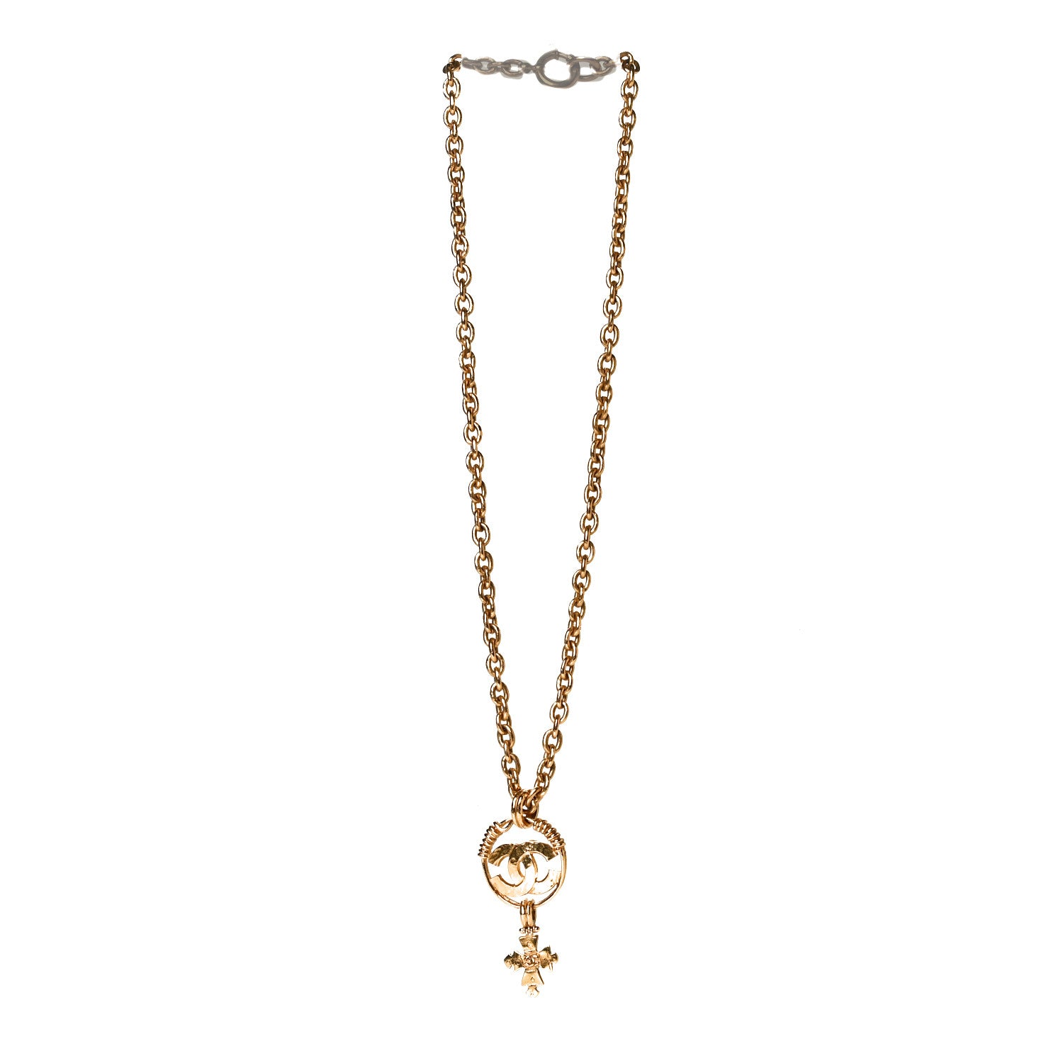 Chanel Chain CC Cross Necklace Gold 1 of 3