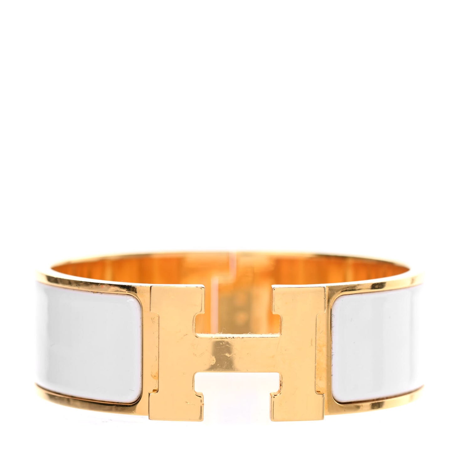 Enamel Wide Clic Clac H Bracelet PM White