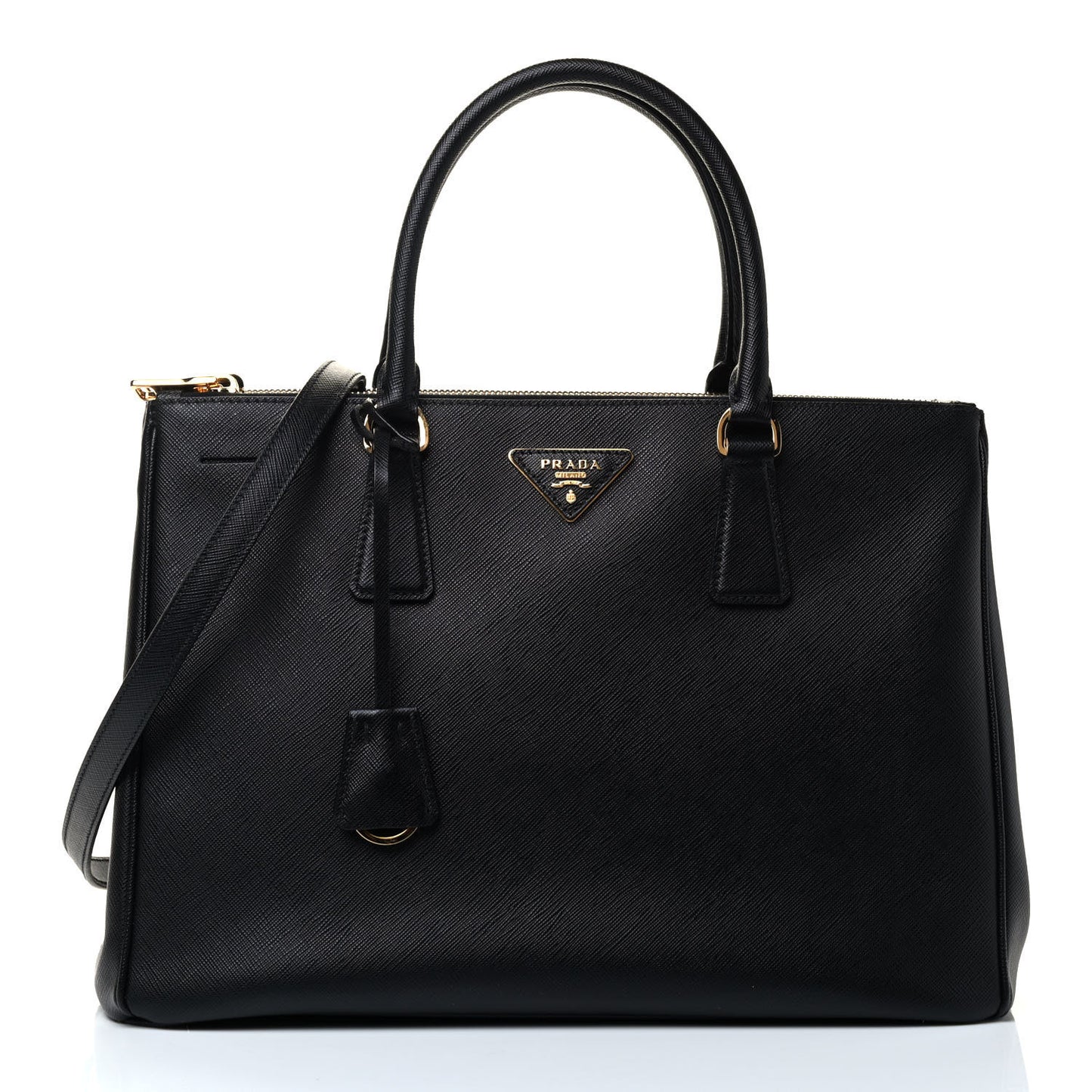 Saffiano Medium Galleria Double Zip Tote Black