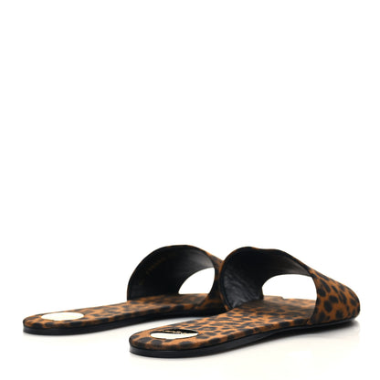 Saint Laurent Grosgrain Carlyle Leopard Slide Sandals 39 Manto Naturale 4 of 9